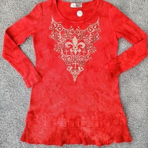 Cover Charge Red Thermal Tunic Long Sleeve Medium